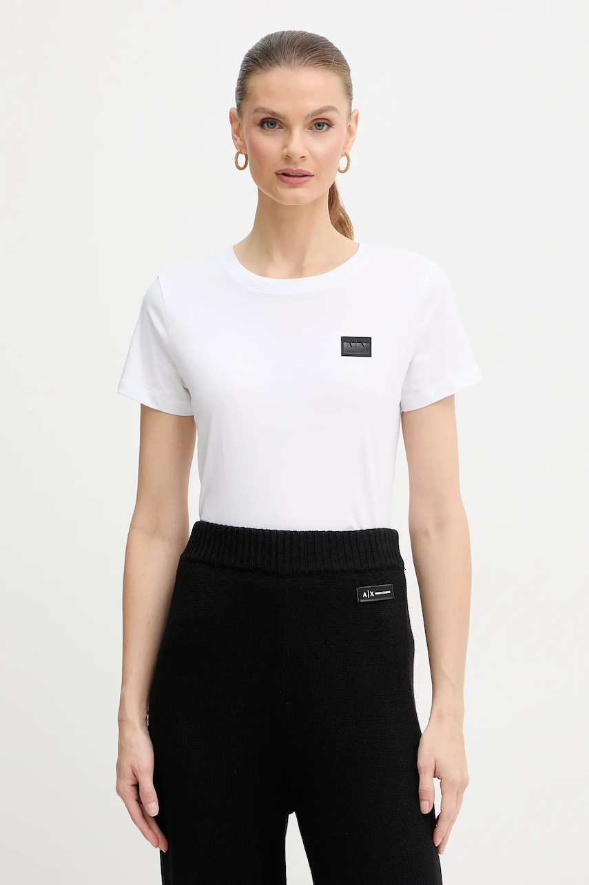 Levně Bavlněné tričko Armani Exchange dámské, bílá barva, XW001386 AF10356