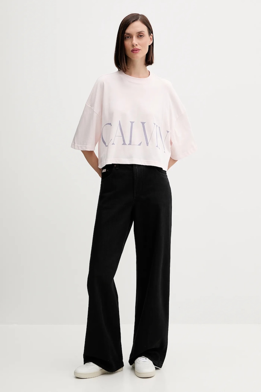 Хлопковая футболка Calvin Klein Jeans цвет розовый LV047D206G Хлопковая футболка Calvin Klein Jeans цвет розовый LV047D206G