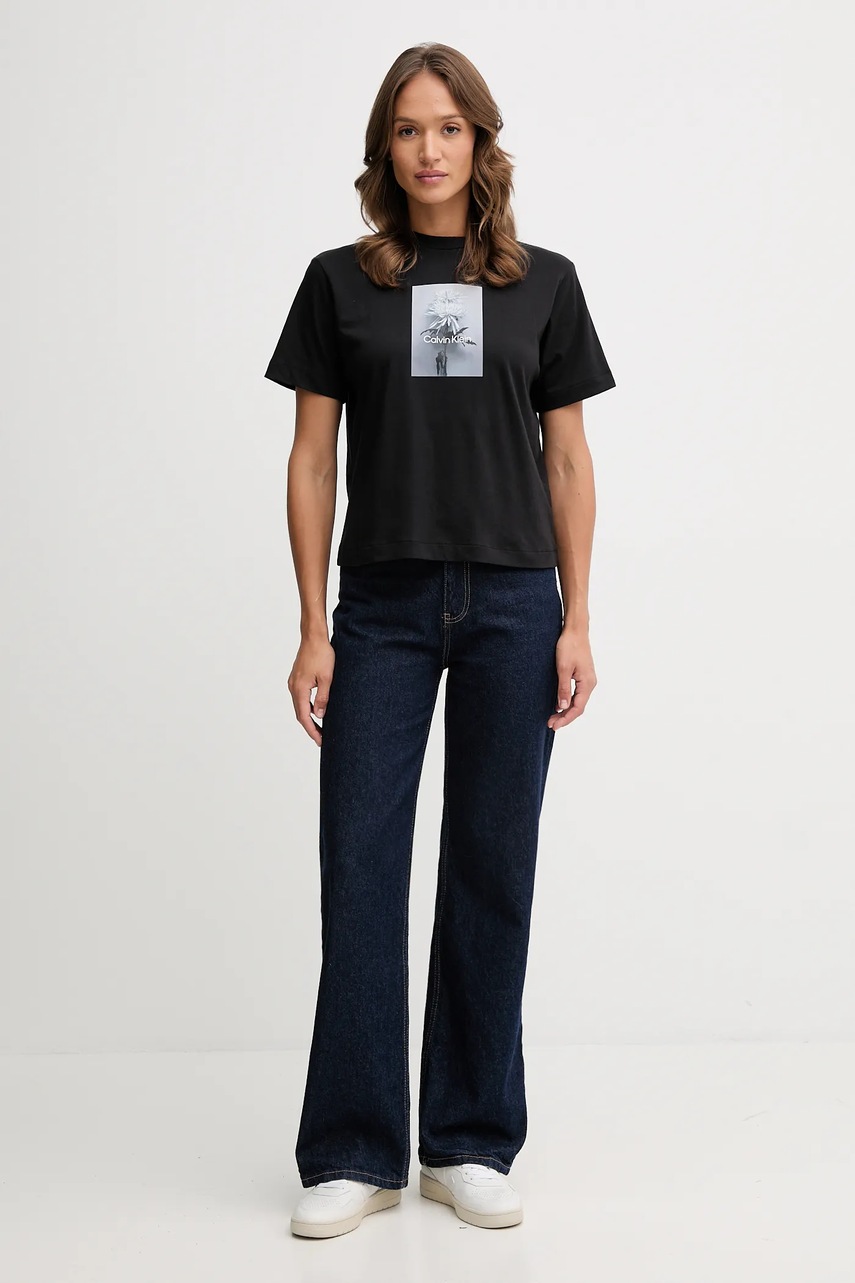 Хлопковая футболка Calvin Klein Jeans цвет чёрный LV047D880G