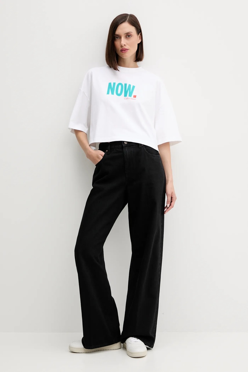 Хлопковая футболка Calvin Klein Jeans цвет белый LV047D209G