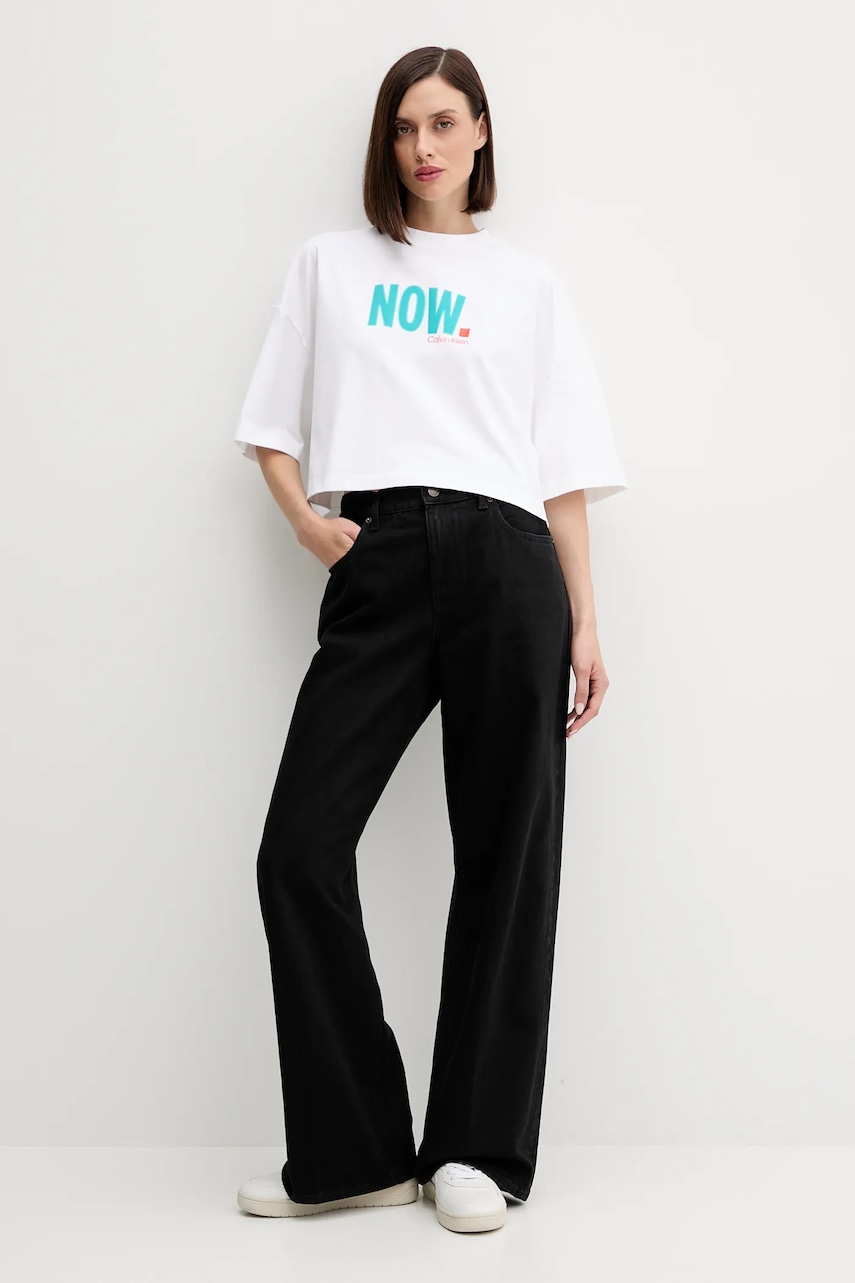 Хлопковая футболка Calvin Klein Jeans цвет белый LV047D209G Хлопковая футболка Calvin Klein Jeans цвет белый LV047D209G