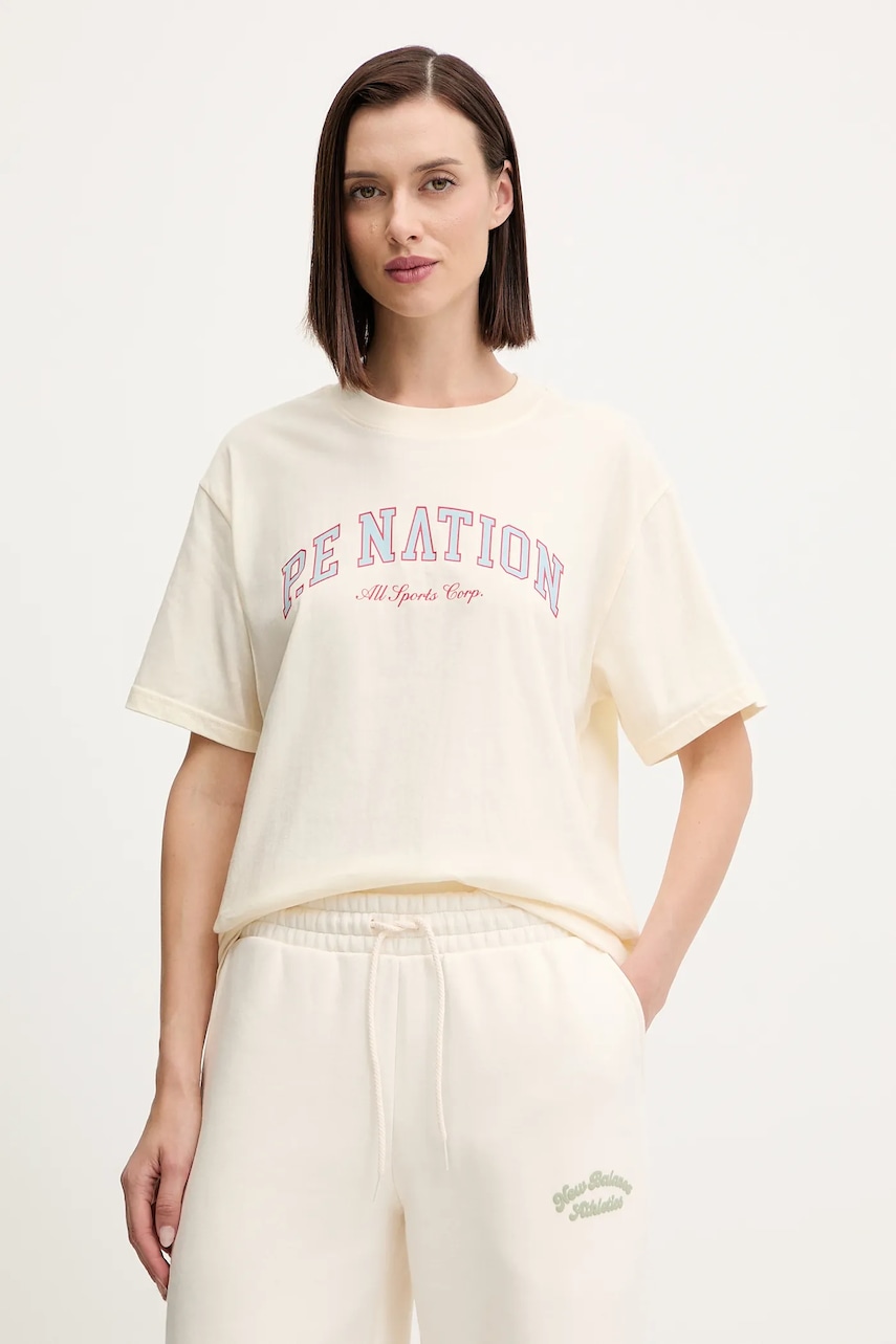 P.E Nation tricou din bumbac Heritage culoarea bej, 253T108