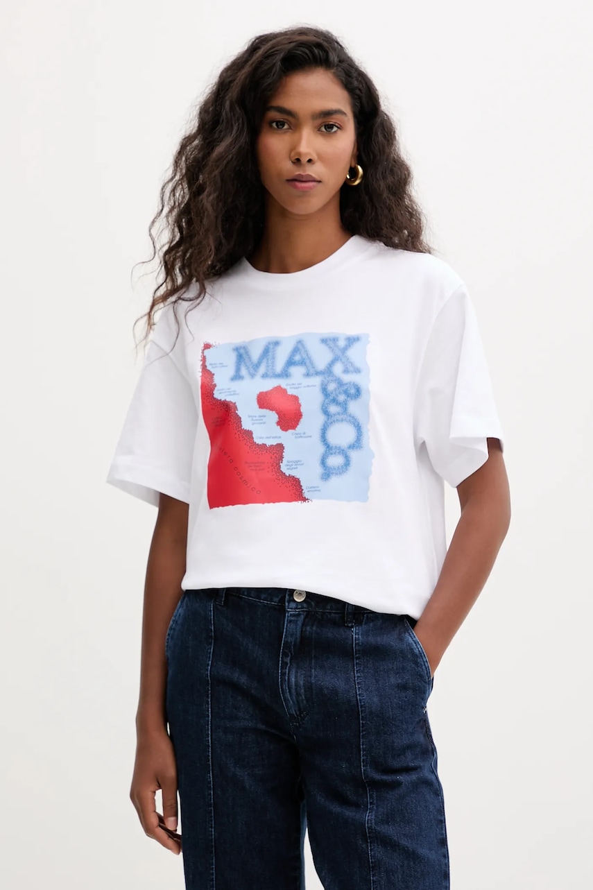 MAX&Co. tricou din bumbac culoarea alb, 2528976031200