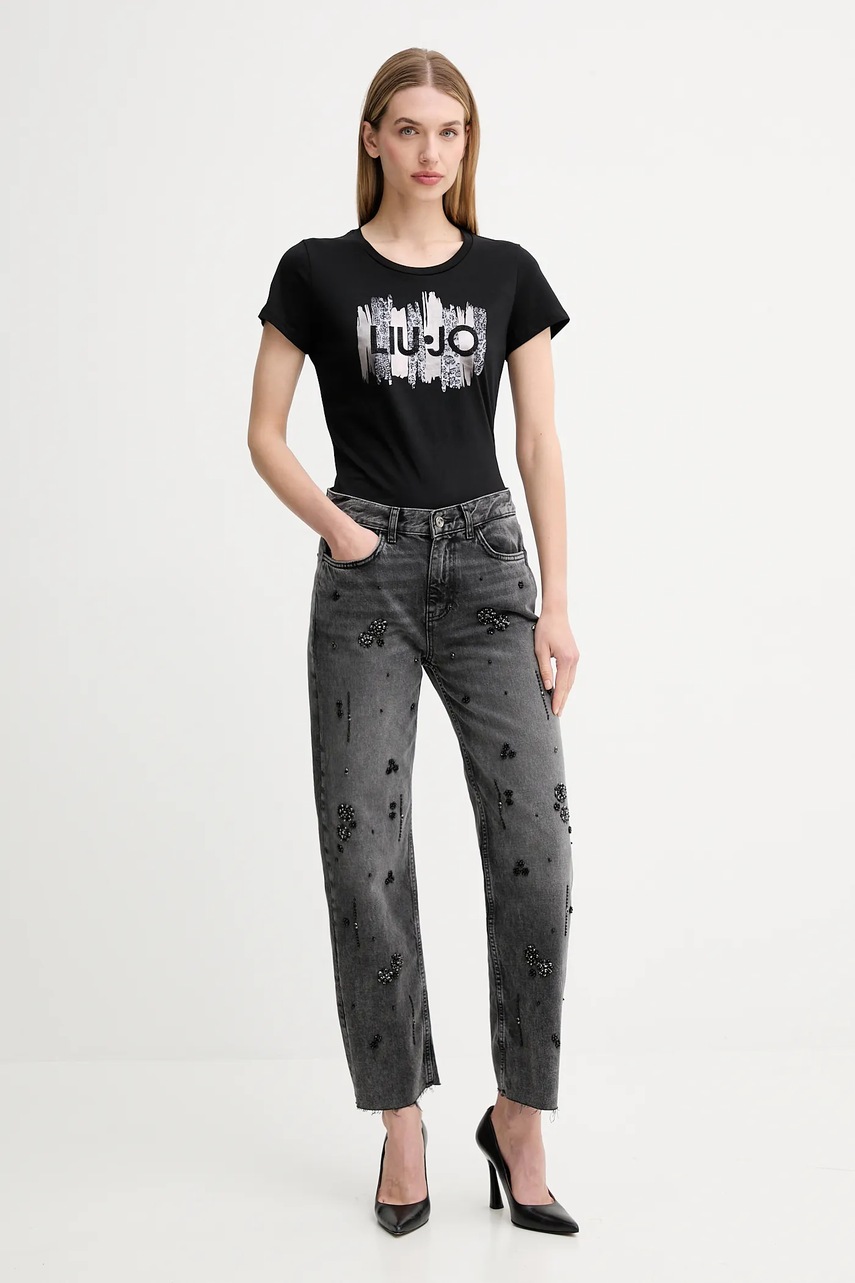 Хлопковая футболка Liu Jo цвет чёрный MF5456 JS923