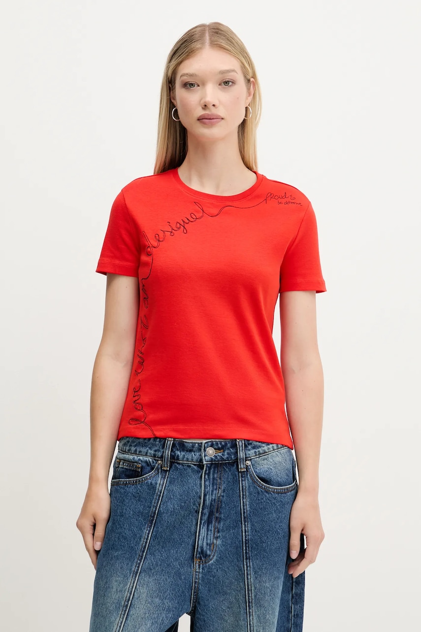 Desigual tricou CHARLY culoarea rosu, 25WWTK08