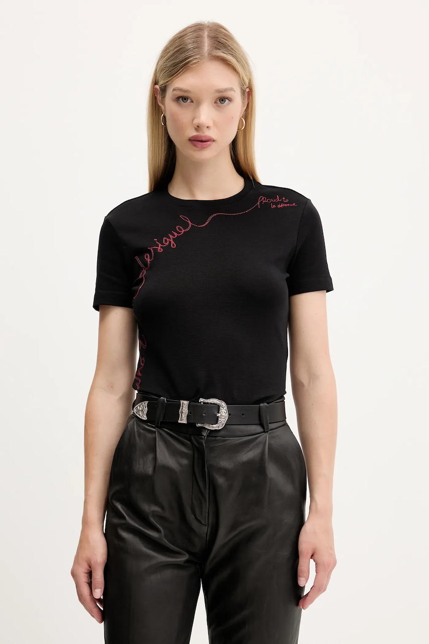 Desigual tricou CHARLY culoarea negru, 25WWTK08