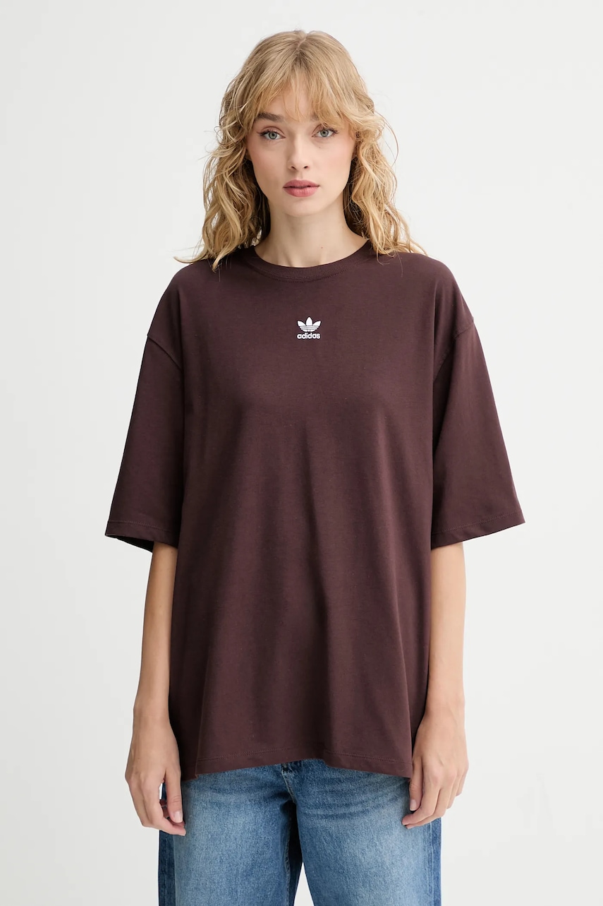 adidas Originals tricou din bumbac Boyfriend Tee culoarea maro, KW1907