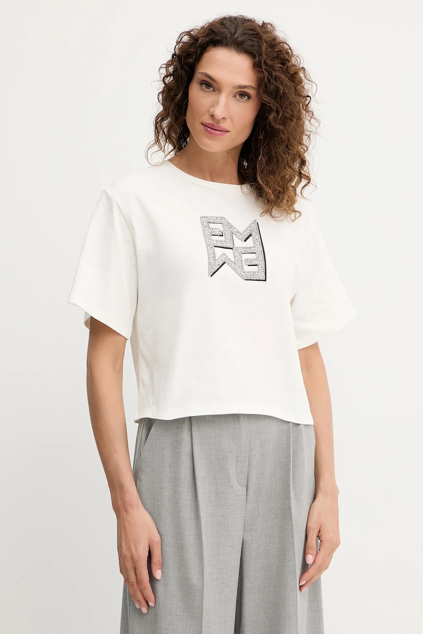 Marella tricou din bumbac Emme by Marella culoarea bej, 2525976021200