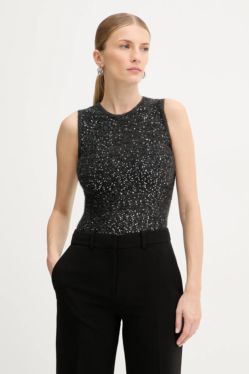 Marella vestă din amestec de lână culoarea gri, 2523366382200