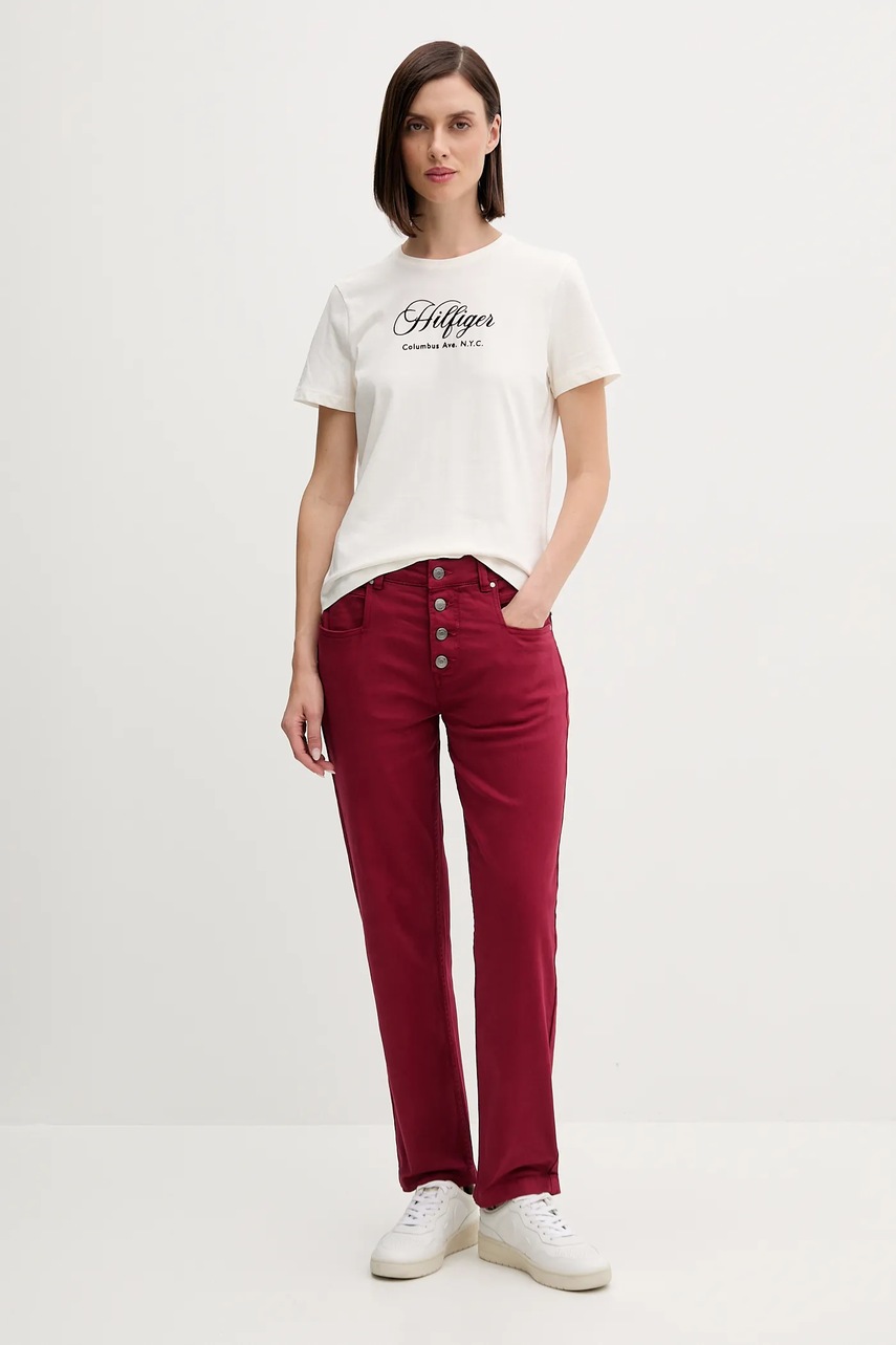 Хлопковая футболка Tommy Hilfiger цвет бежевый WW0WW46120