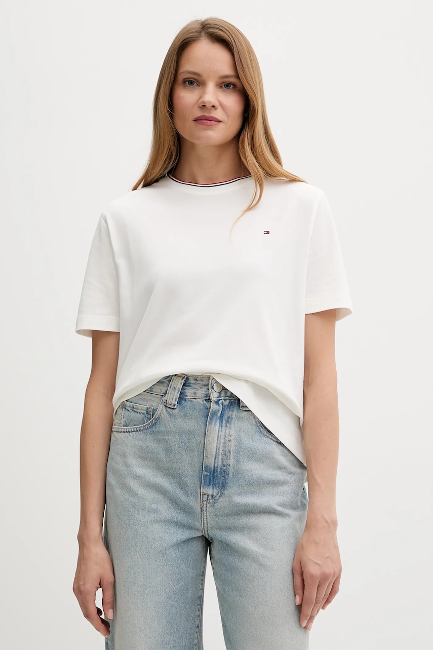 Levně Tričko Tommy Hilfiger dámské, bílá barva, WW0WW47310