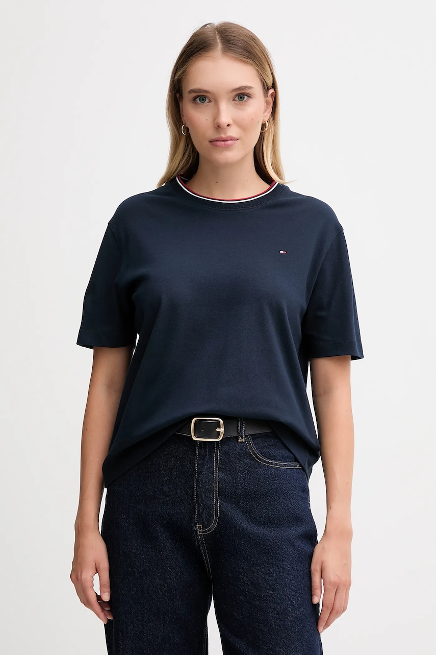 Levně Tričko Tommy Hilfiger dámské, tmavomodrá barva, WW0WW47310
