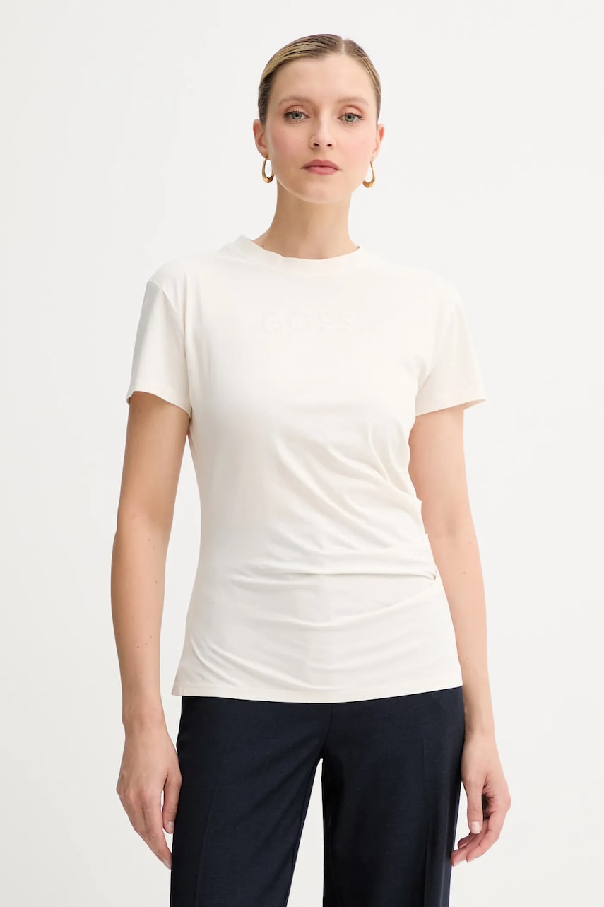 BOSS tricou din bumbac culoarea bej, 50550324