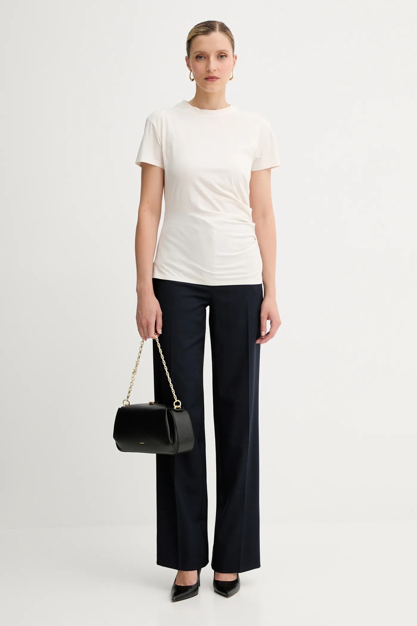 Хлопковая футболка BOSS цвет бежевый 50550324