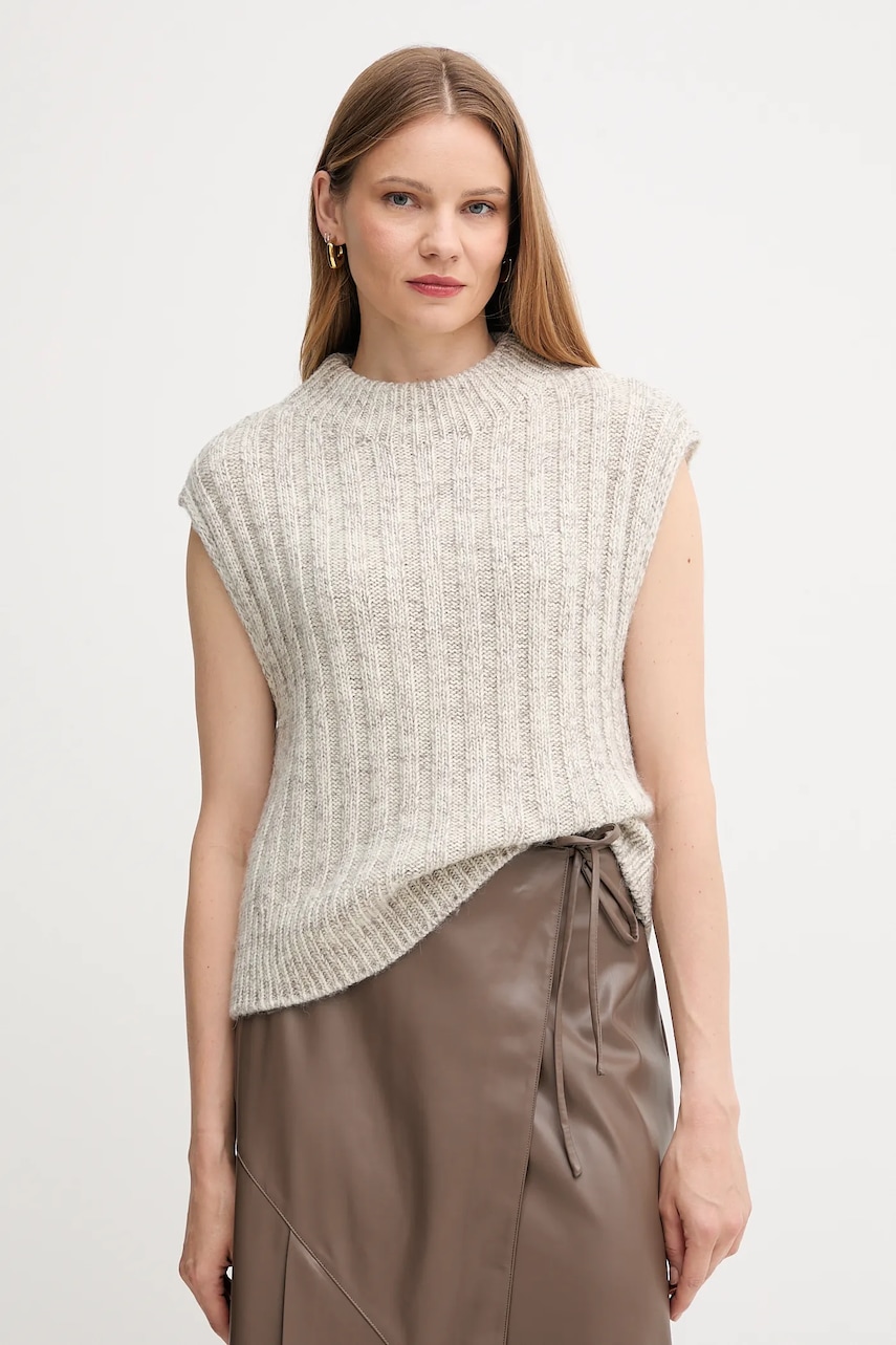 Barbour vestă cu lână ANASTASIA culoarea bej, călduros, LKN1664