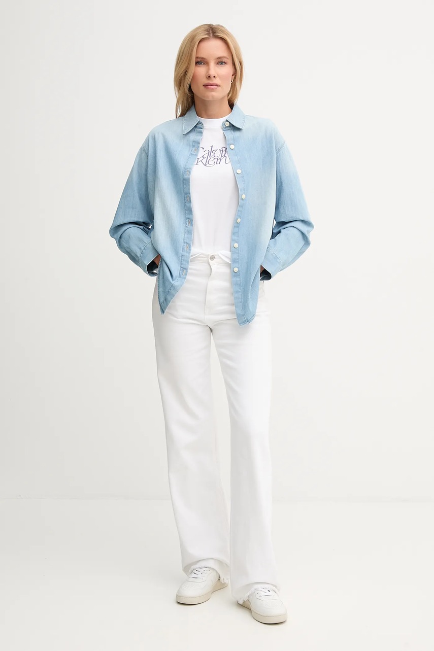 Хлопковая футболка Calvin Klein Jeans цвет белый LV047D210G