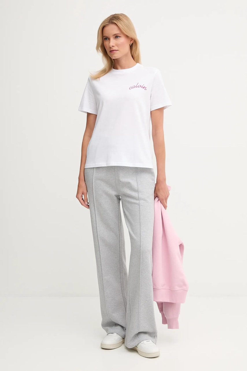 Хлопковая футболка Calvin Klein Jeans цвет белый LV047D882G