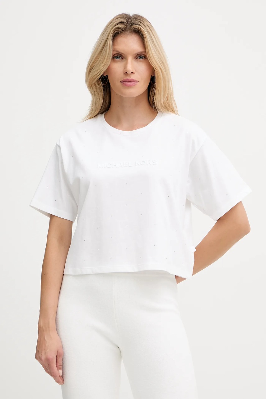 MICHAEL Michael Kors tricou din bumbac culoarea alb, MF551TR2ZU