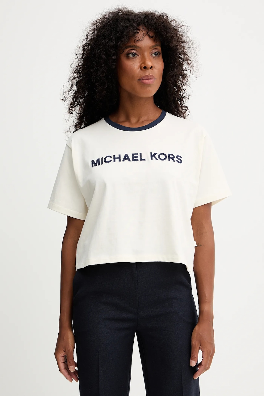 MICHAEL Michael Kors tricou din bumbac culoarea bej, MF551WN2ZU