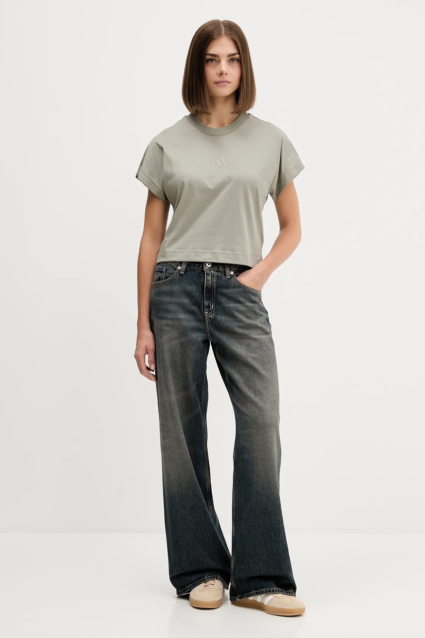 Хлопковая футболка adidas All Szn цвет зелёный JV9839