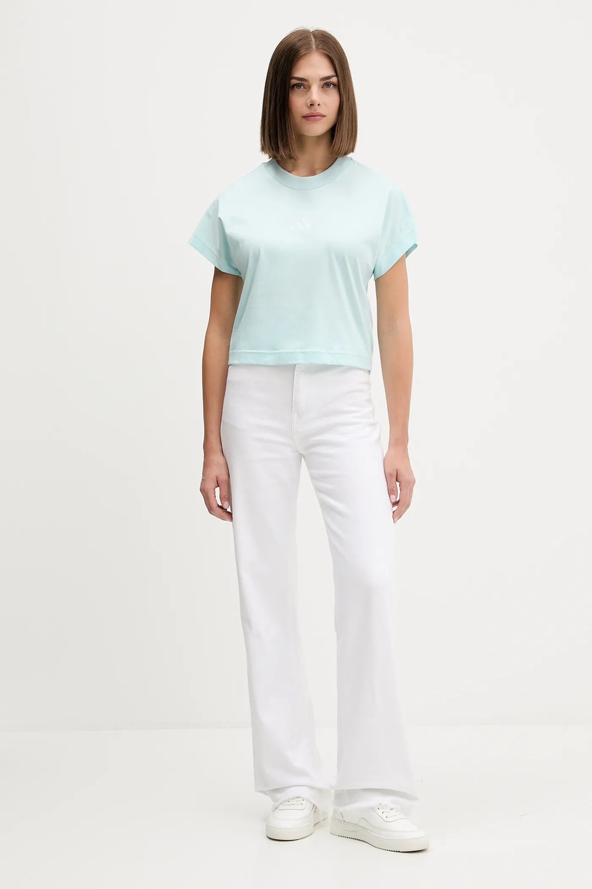 Хлопковая футболка adidas All Szn цвет бирюзовый JV9840