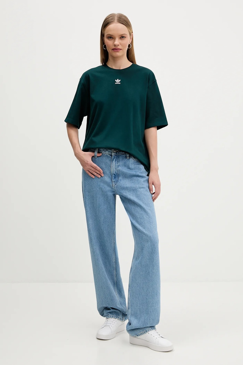 Хлопковая футболка adidas Originals Essentials цвет зелёный JW5080