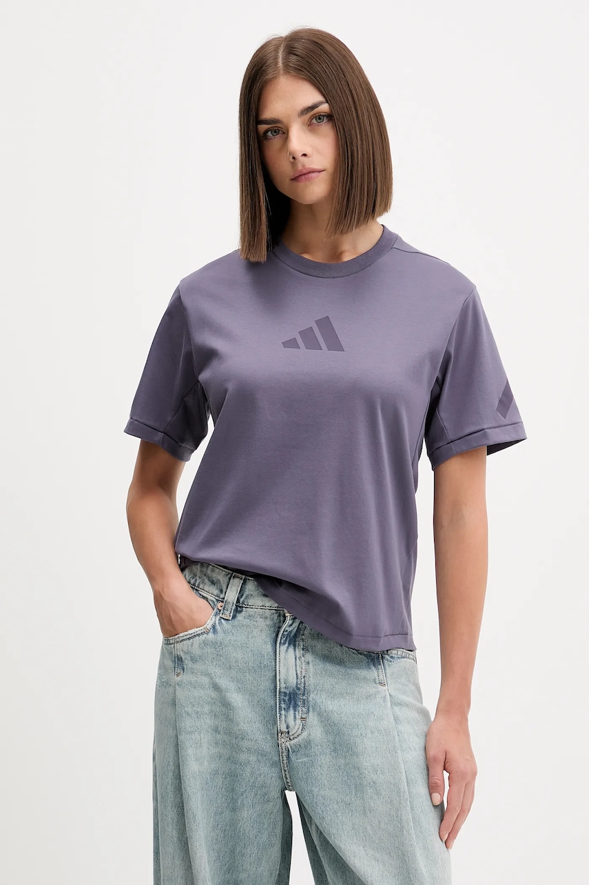 adidas tricou din bumbac adidas x Z.N.E culoarea violet, JW7755