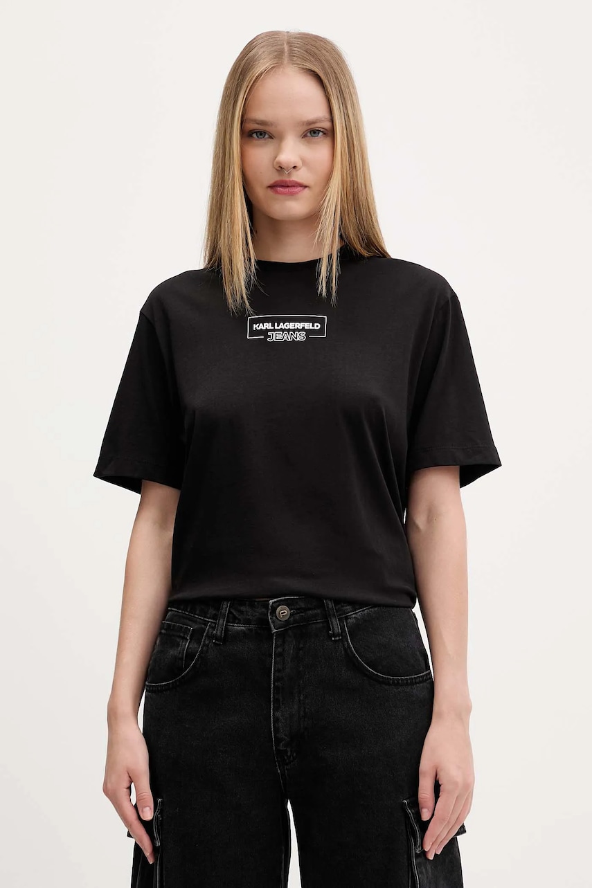 Karl Lagerfeld Jeans tricou din bumbac culoarea negru, A4W17003