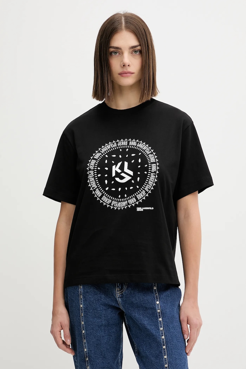 Karl Lagerfeld Jeans tricou din bumbac culoarea negru, A4W17008