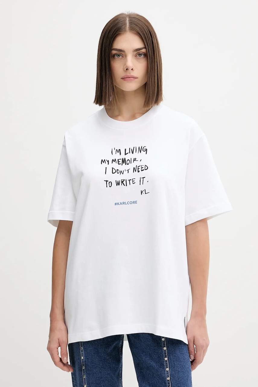 Karl Lagerfeld Jeans tricou din bumbac culoarea alb, A4W17009