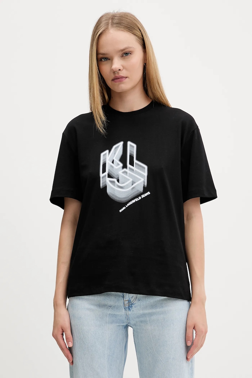 Karl Lagerfeld Jeans tricou din bumbac culoarea negru, A4W17005