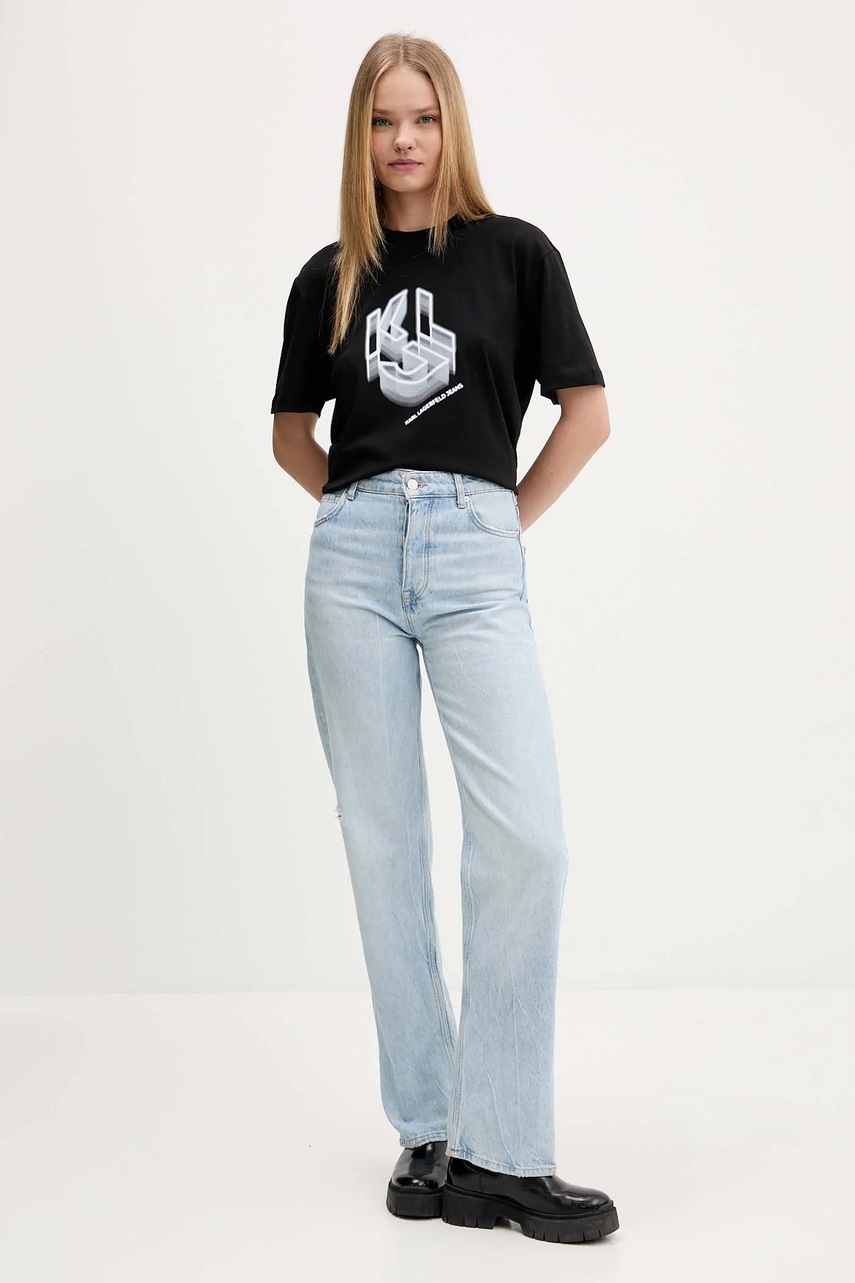 Хлопковая футболка Karl Lagerfeld Jeans цвет чёрный A4W17005