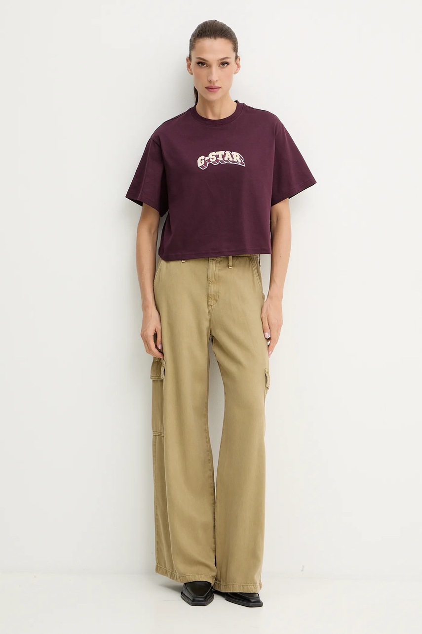 Хлопковая футболка G-Star цвет фиолетовый D26921.C336