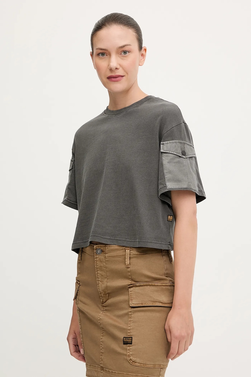 G-Star tricou din bumbac Washed mix boxy cropped