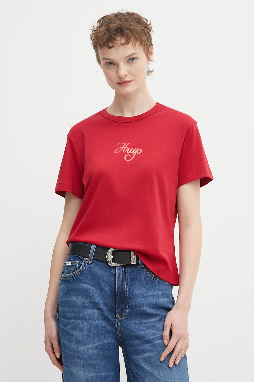 HUGO tricou din bumbac culoarea roșu, 50550117