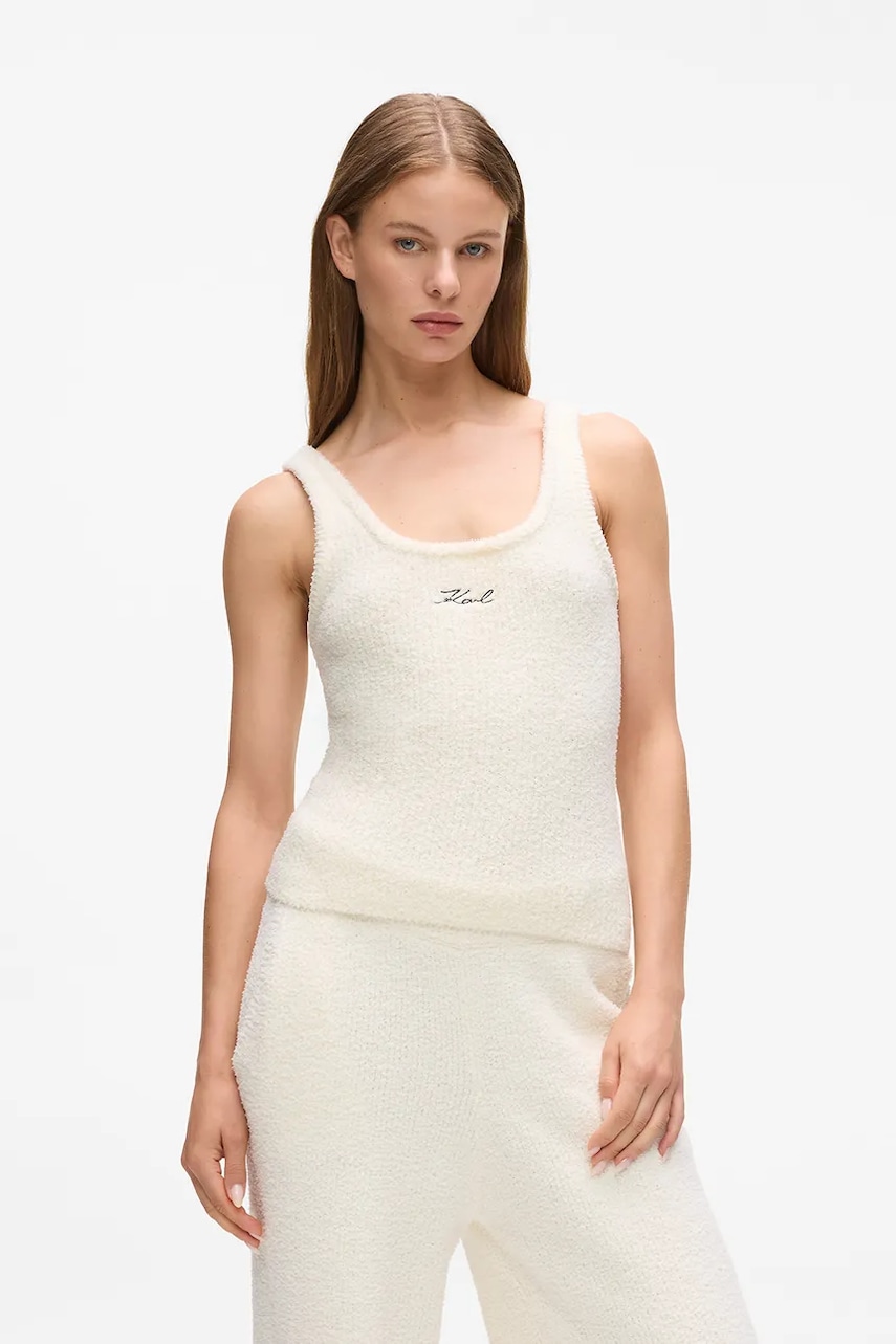 Karl Lagerfeld tricou fără mâneci culoarea alb, A4W44004