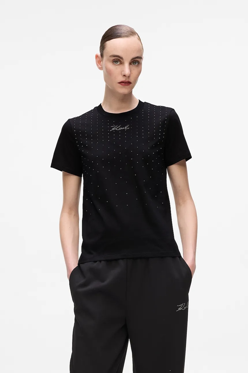 Karl Lagerfeld tricou din bumbac culoarea negru, A4W17050