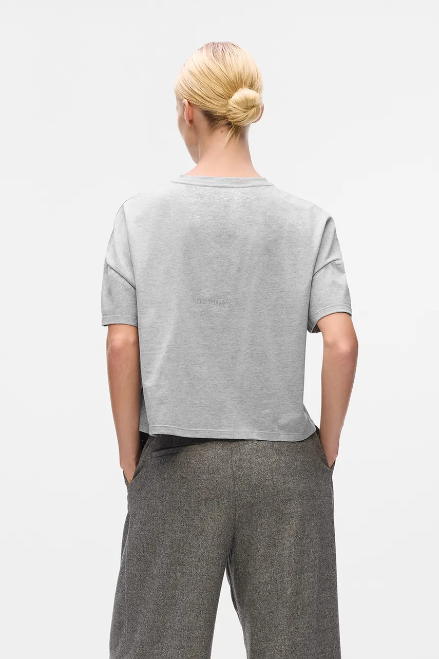 Хлопковая футболка Karl Lagerfeld цвет серый A4W17053