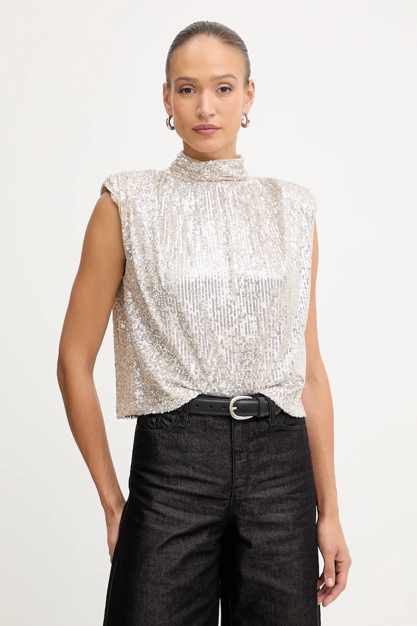 Karl Lagerfeld bluză culoarea argintiu, uni, A4W17095