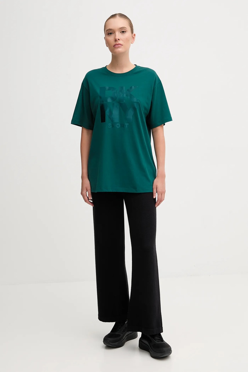 Хлопковая футболка Dkny цвет зелёный DP5T1470
