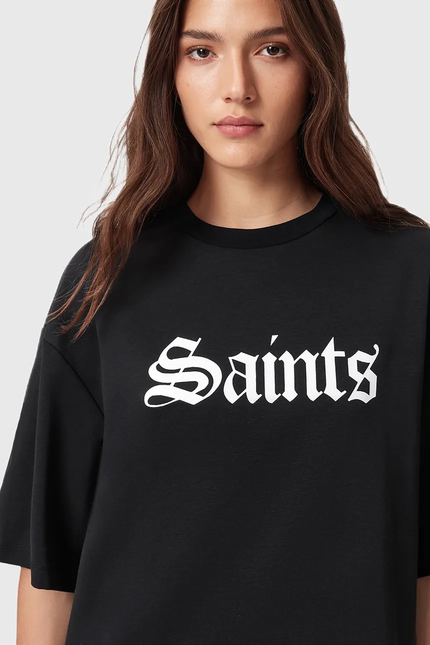 Хлопковая футболка AllSaints SAINT цвет чёрный W139JD