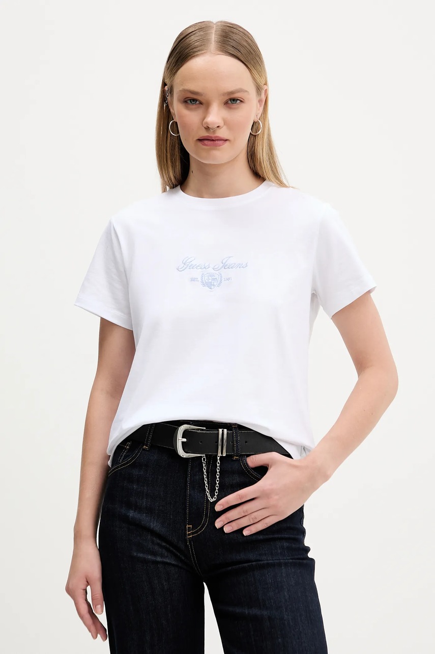 Levně Tričko Guess Jeans dámské, bílá barva, W5BI09 J1314