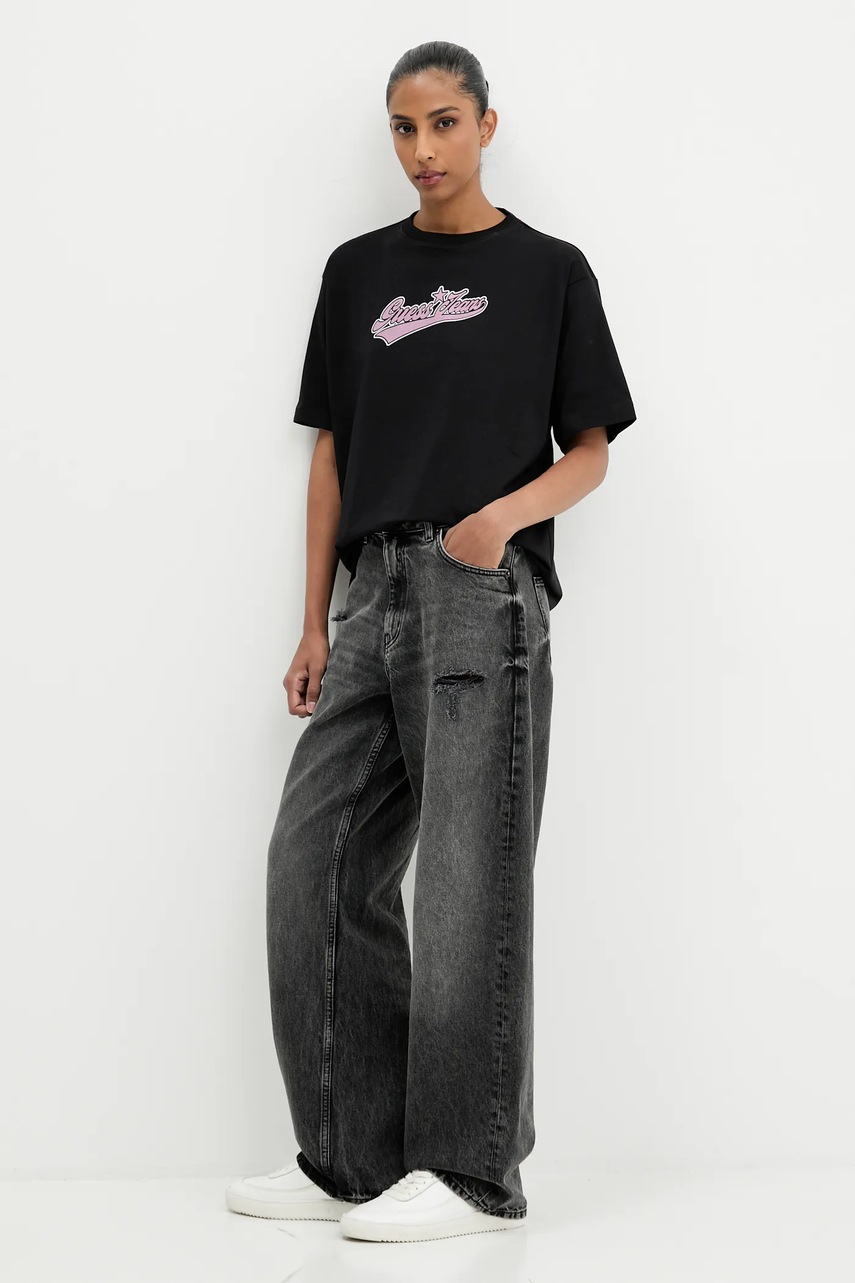 Хлопковая футболка Guess Jeans цвет чёрный W5BI31 K8HM0