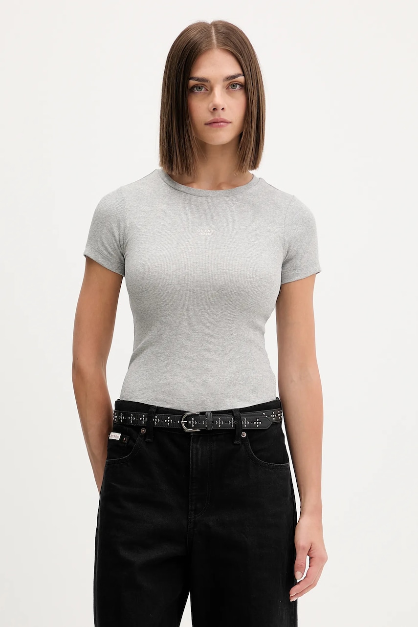 Levně Tričko Guess Jeans dámské, šedá barva, W5BP45 KA0H1