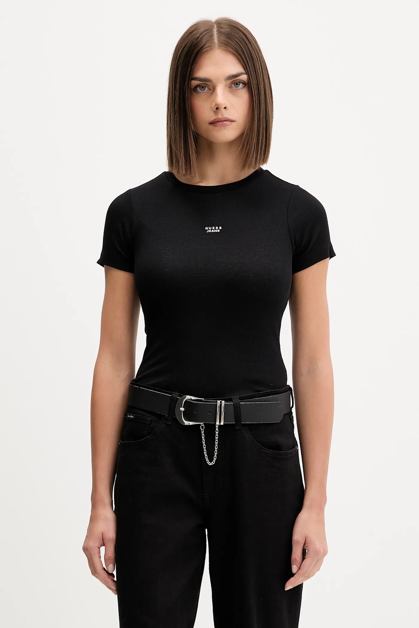 Levně Tričko Guess Jeans dámské, černá barva, W5BP45 KA0H1