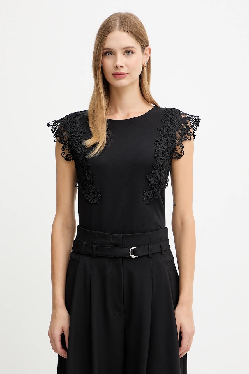 Morgan tricou din bumbac culoarea negru, DFLOWER