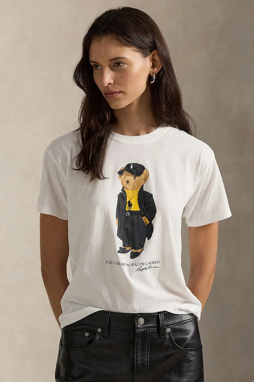 Levně Bavlněné tričko Polo Ralph Lauren dámské, bílá barva, 211A87615