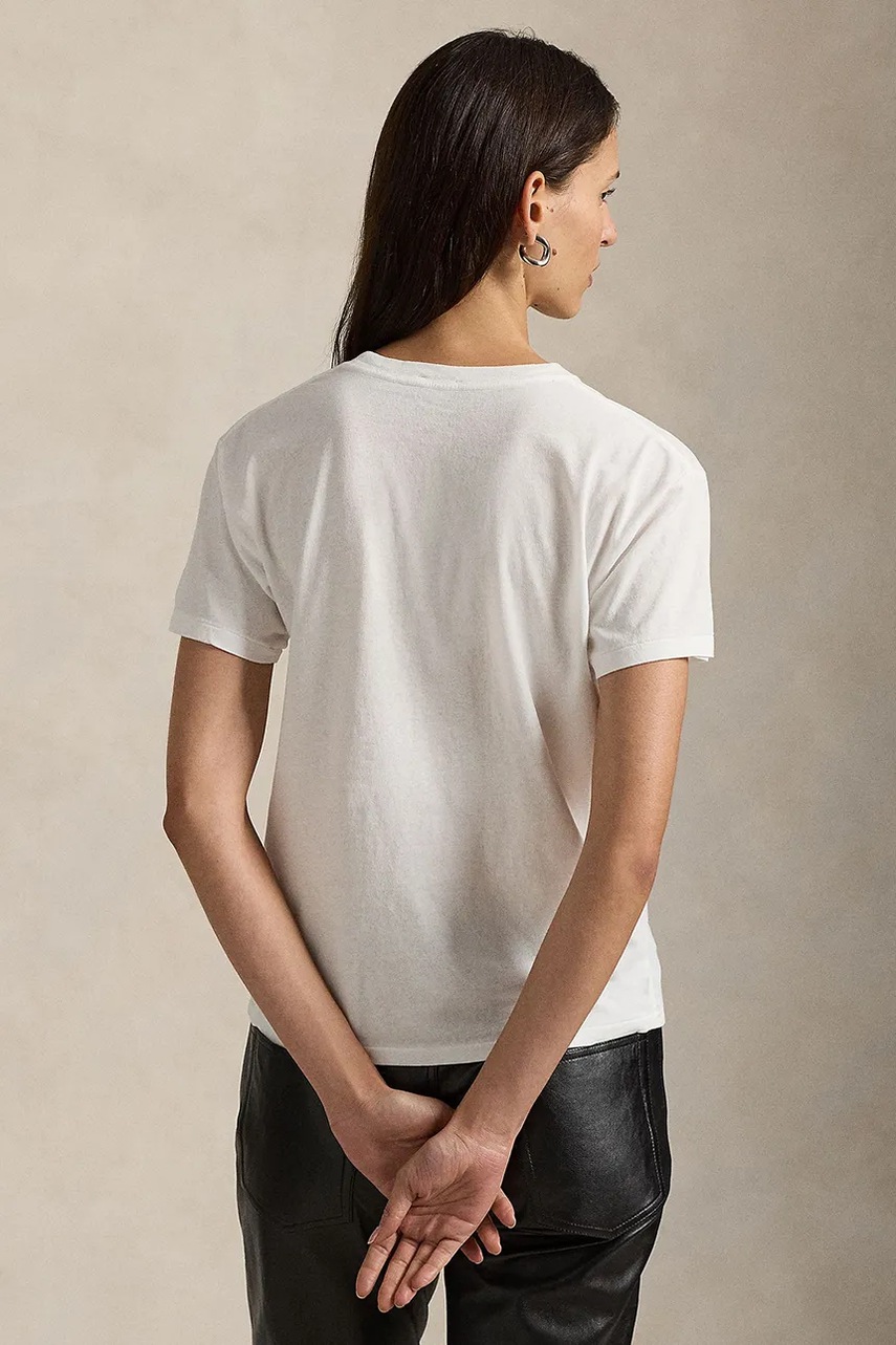 Хлопковая футболка Polo Ralph Lauren цвет белый 211A87615 Хлопковая футболка Polo Ralph Lauren цвет белый 211A87615