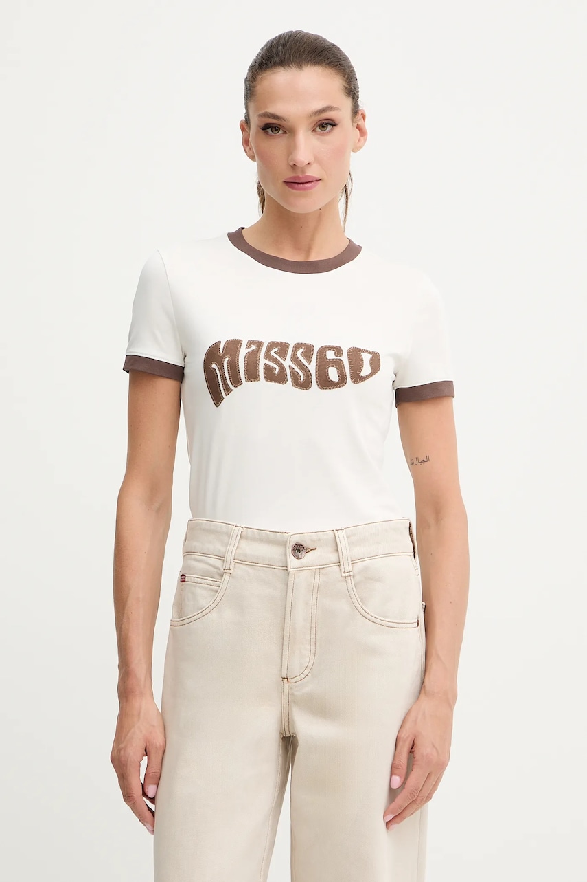 Miss Sixty tricou culoarea bej, 6S3SJ51500