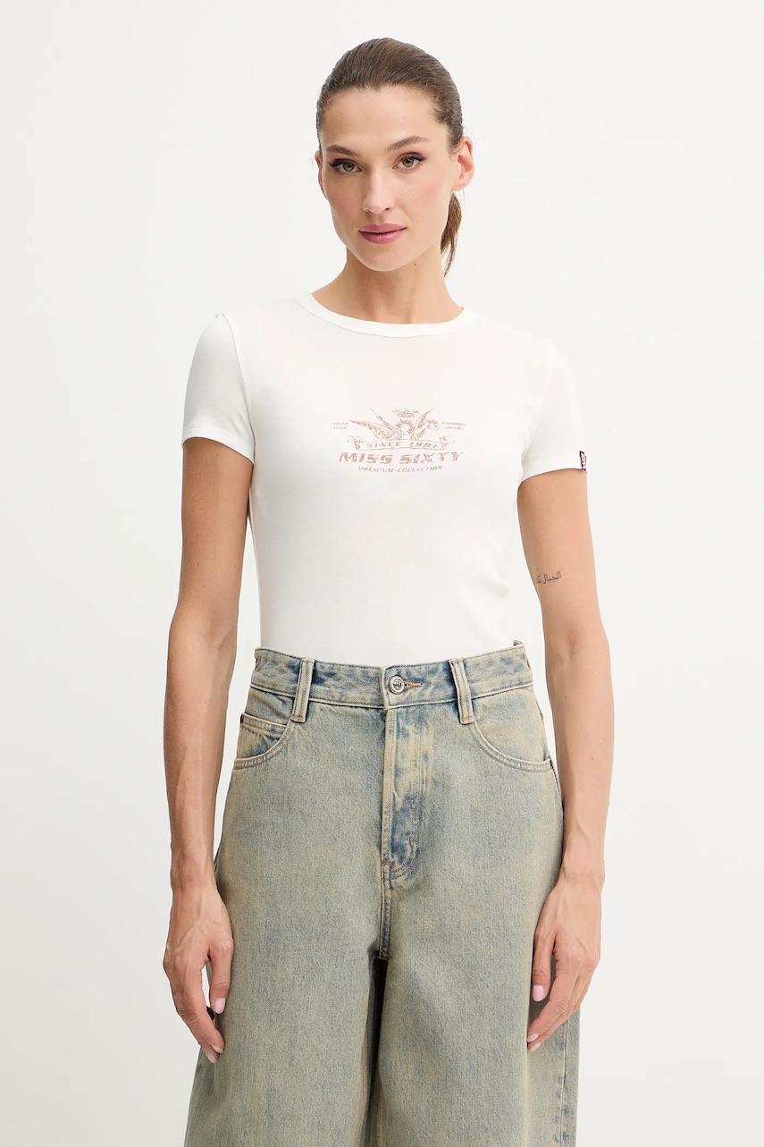 Miss Sixty tricou culoarea bej, 6S3SJ56300